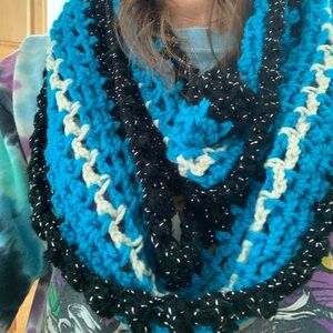 Carolina Panthers eternity scarf, NFL football Panthers hand crocheted! NEW